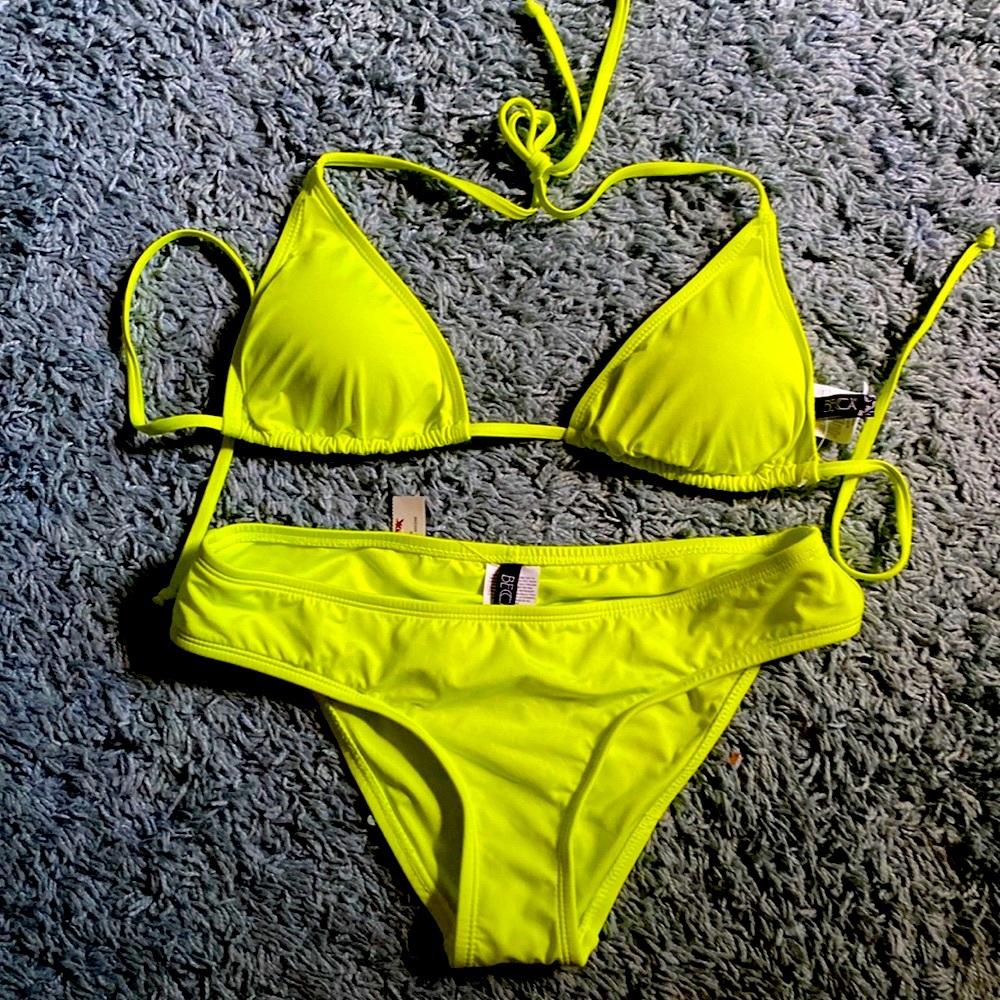 New yellow-green swimsuit 2 piece bikinis